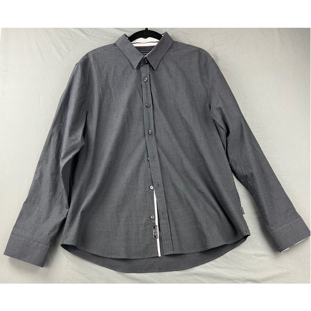 7Diamonds Button Down Shirt Mens XL Gray Sessions Buckle Exclusive Long Sleeve